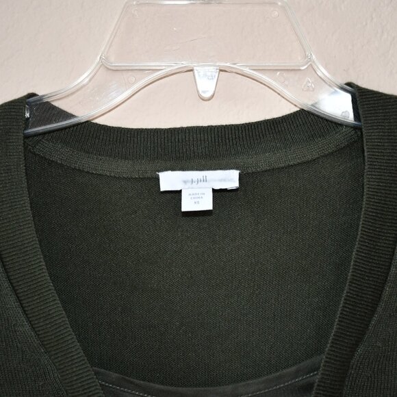J Jill Women's Green Mock V-Neck LS Cotton Blend Tunic Sweater Shirt Size XS - Picture 4 of 6